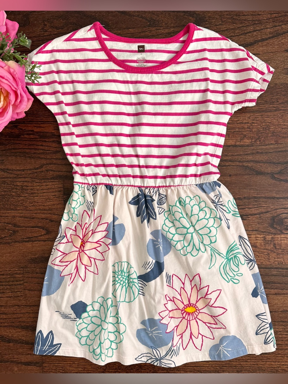 Tea Collection striped and floral dress, size 7